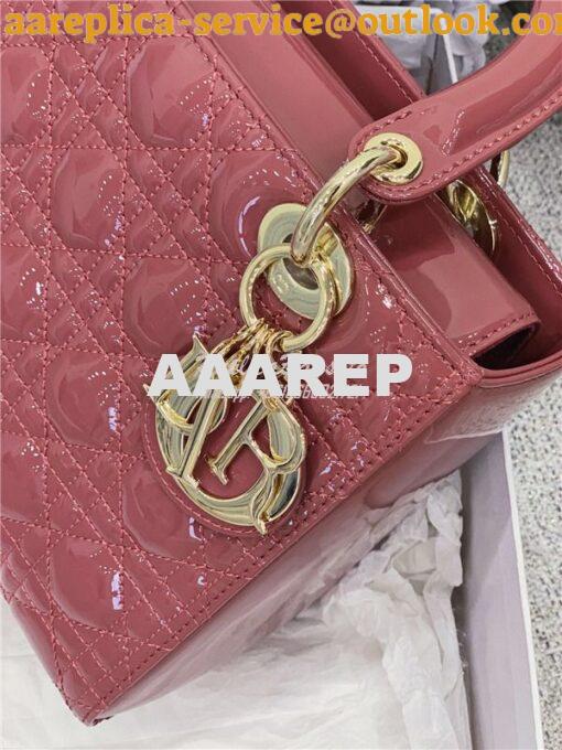 Replica Dior Medium Lady Dior Flap Cover Patent Calfskin Bag M0565 Mal 2