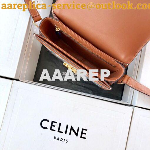 Replica Celine Triomphe Bag in Chaîne Triomphe Canvas And Calfskin 5