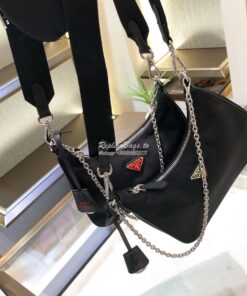 Replica Prada Re-Edition Nylon Multi-Pochette Bag 1BH204 Black with Re 2