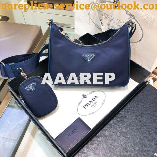 Replica Prada Re-Edition Nylon Multi-Pochette Bag 1BH204 Navy Blue