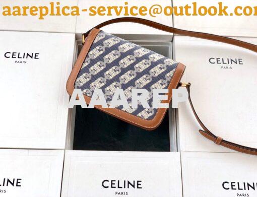 Replica Celine Triomphe Bag in Chaîne Triomphe Canvas And Calfskin 12