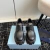 Replica Prada Monolith Patent Leather Lace-up Shoes 1E255N Black 12