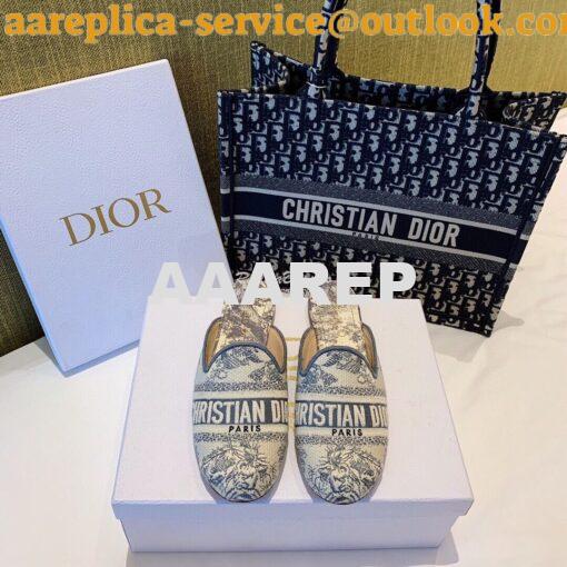 Replica Dior Off Dior Mule StoneGrey Ecru Embroidered with Toile de Jo