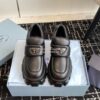 Replica Prada Monolith Brushed Leather Lace-up Shoes 1E255N Black 10