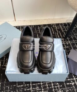 Replica Prada Soft Padded Nappa Leather Loafers 1D125N Black