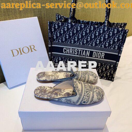 Replica Dior Off Dior Mule StoneGrey Ecru Embroidered with Toile de Jo 3