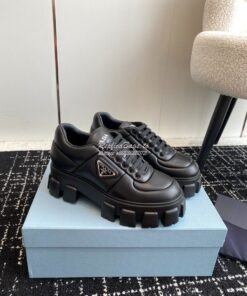 Replica Prada Soft Padded Nappa Leather Lace-up Shoes 1E119N Black