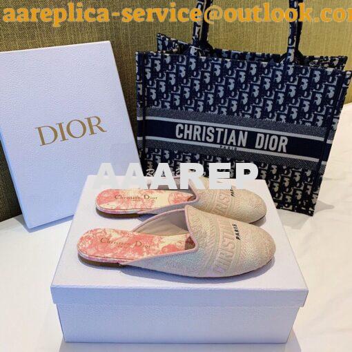 Replica Dior Off Dior Mule Pink Ecru Embroidered with Toile de Jouy Mo 3