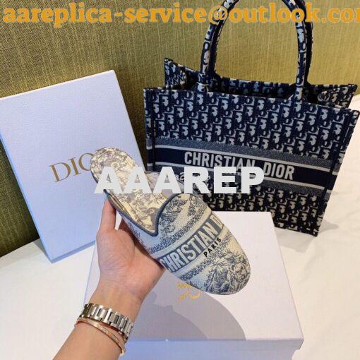 Replica Dior Off Dior Mule StoneGrey Ecru Embroidered with Toile de Jo 5