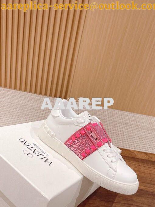 Replica Valentino Open Sneaker In Calfskin Leather with Rocksstuds & C 3