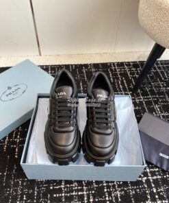 Replica Prada Soft Padded Nappa Leather Lace-up Shoes 1E119N Black 2