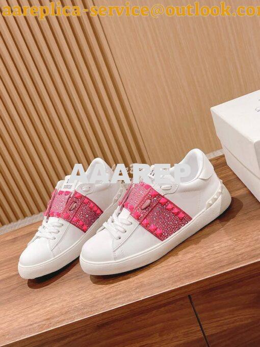 Replica Valentino Open Sneaker In Calfskin Leather with Rocksstuds & C 4