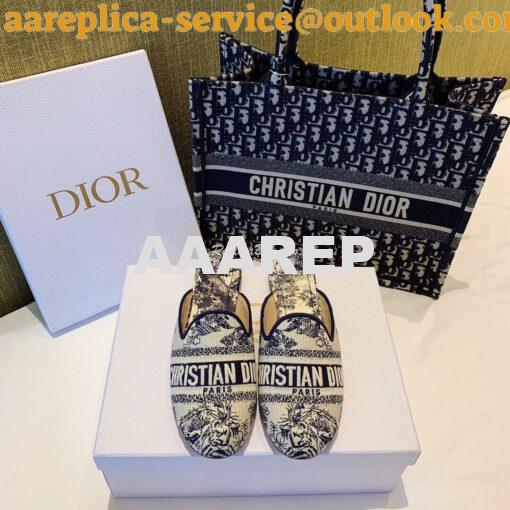 Replica Dior Off Dior Mule Blue Ecru Embroidered with Toile de Jouy Mo 2