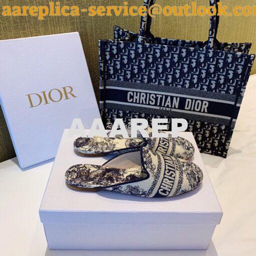 Replica Dior Off Dior Mule Blue Ecru Embroidered with Toile de Jouy Mo 3