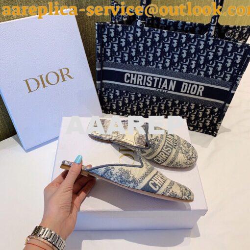 Replica Dior Off Dior Mule StoneGrey Ecru Embroidered with Toile de Jo 7