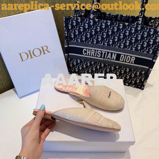 Replica Dior Off Dior Mule Pink Ecru Embroidered with Toile de Jouy Mo 6