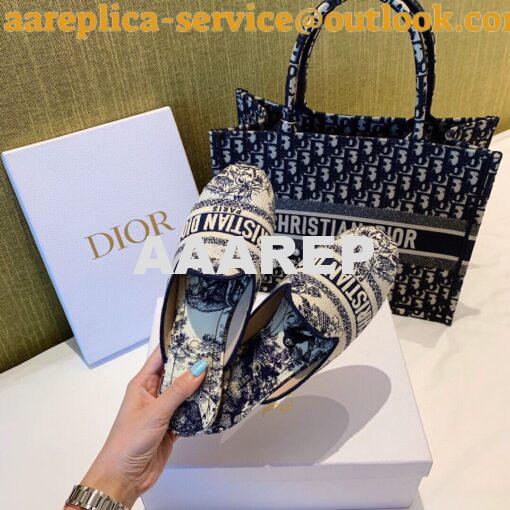 Replica Dior Off Dior Mule Blue Ecru Embroidered with Toile de Jouy Mo 4