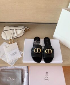 Replica Dior 30 Montaigne Mule Black Calfskin KCQ266 2