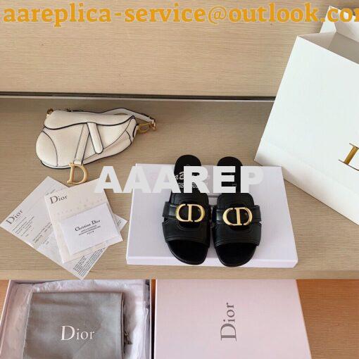 Replica Dior 30 Montaigne Mule Black Calfskin KCQ266 2