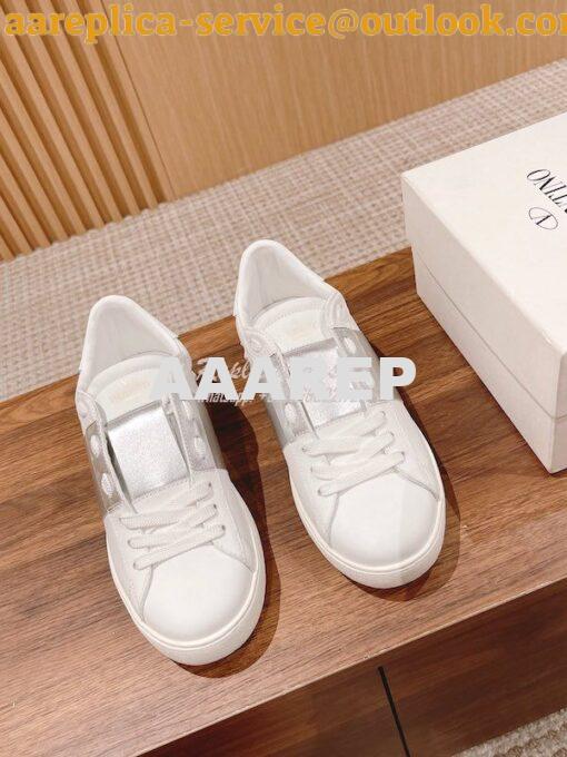 Replica Valentino Open Sneaker In Calfskin Leather WS0781 Metallic Sil