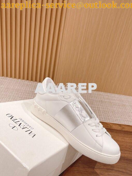 Replica Valentino Open Sneaker In Calfskin Leather WS0781 Metallic Sil 3