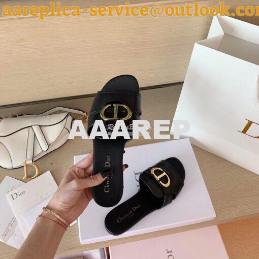 Replica Dior 30 Montaigne Mule Black Calfskin KCQ266 5