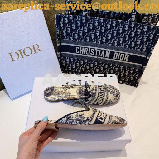 Replica Dior Off Dior Mule Blue Ecru Embroidered with Toile de Jouy Mo 8