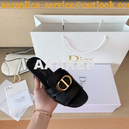 Replica Dior 30 Montaigne Mule Black Calfskin KCQ266 6