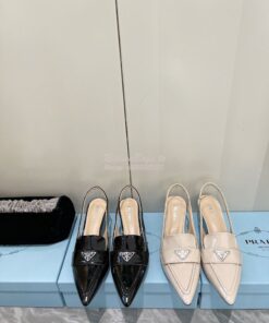 Replica Prada Patent Leather Slingbacks 45mm Heel 1D175N