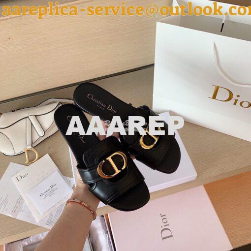 Replica Dior 30 Montaigne Mule Black Calfskin KCQ266 7