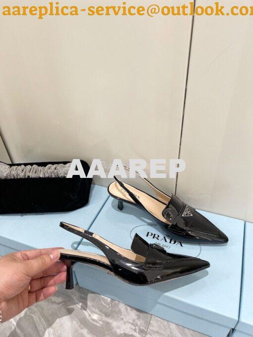 Replica Prada Patent Leather Slingbacks 45mm Heel 1D175N 3