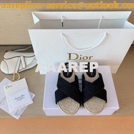 Replica Dior Granville Mule Black Embroidered Cotton KCQ392 2