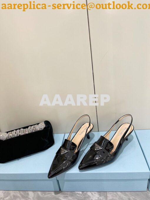 Replica Prada Patent Leather Slingbacks 45mm Heel 1D175N 4