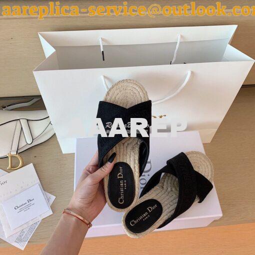 Replica Dior Granville Mule Black Embroidered Cotton KCQ392 4