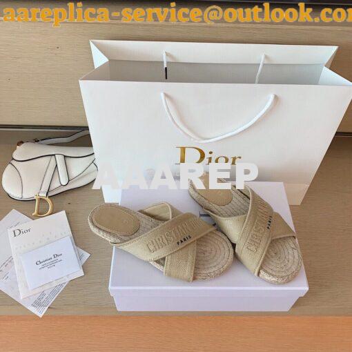 Replica Dior Granville Mule Cream Embroidered Cotton KCQ392 2