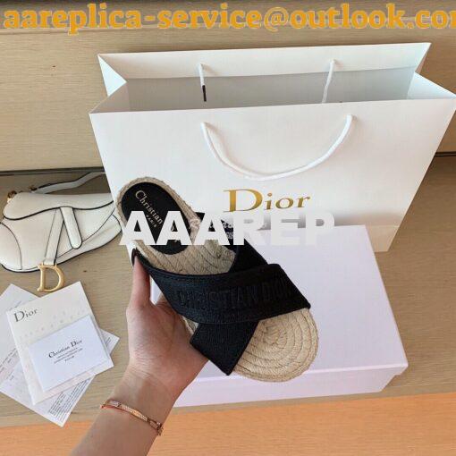 Replica Dior Granville Mule Black Embroidered Cotton KCQ392 5