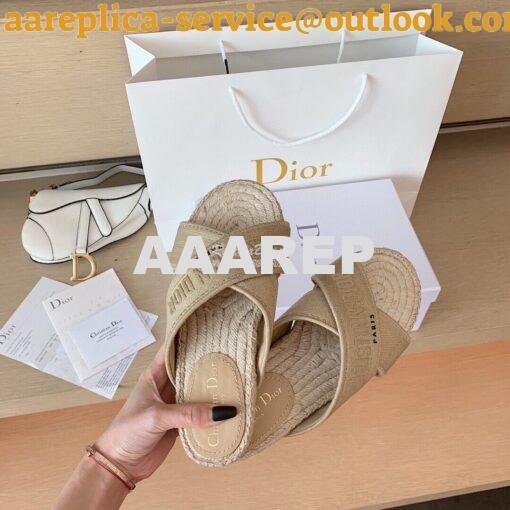 Replica Dior Granville Mule Cream Embroidered Cotton KCQ392 3