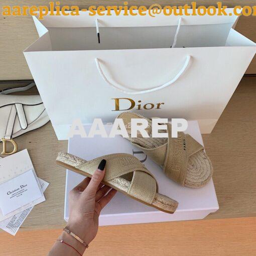 Replica Dior Granville Mule Cream Embroidered Cotton KCQ392 5