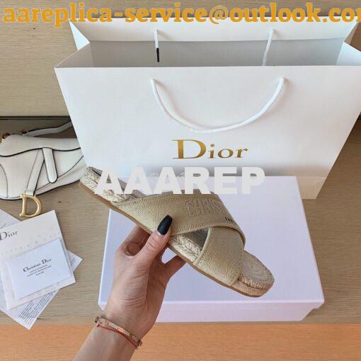 Replica Dior Granville Mule Cream Embroidered Cotton KCQ392 8