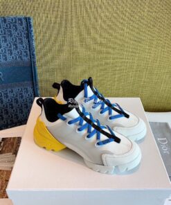 Replica Dior D-Connect Sneaker Technical Fabric Multicolor Neon Blue