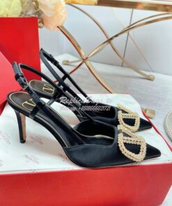 Replica Valentino Vlogo Signature Satin Slingback Pumps 80mm ii 2