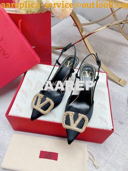 Replica Valentino Vlogo Signature Satin Slingback Pumps 80mm ii 3