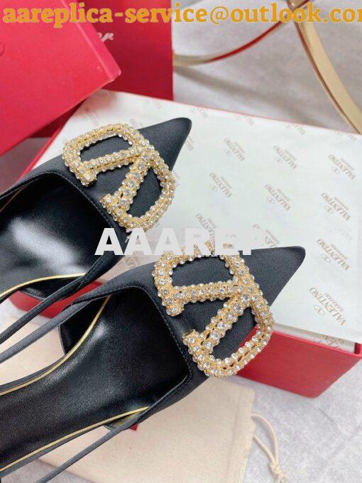 Replica Valentino Vlogo Signature Satin Slingback Pumps 80mm ii 4