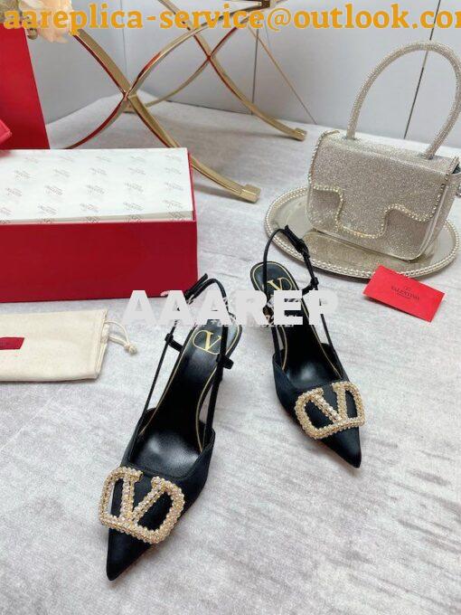 Replica Valentino Vlogo Signature Satin Slingback Pumps 80mm ii 5