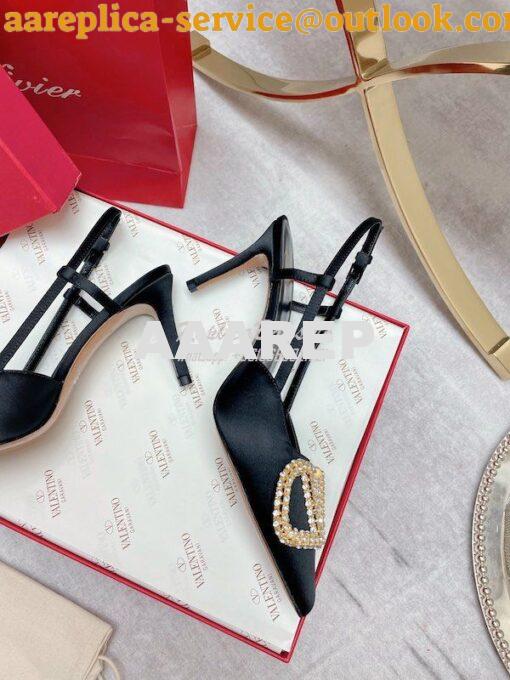 Replica Valentino Vlogo Signature Satin Slingback Pumps 80mm ii 6