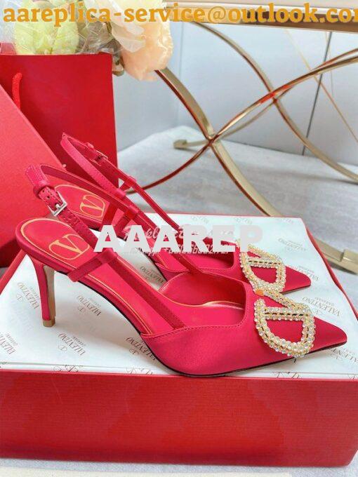 Replica Valentino Vlogo Signature Satin Slingback Pumps 80mm ii 8