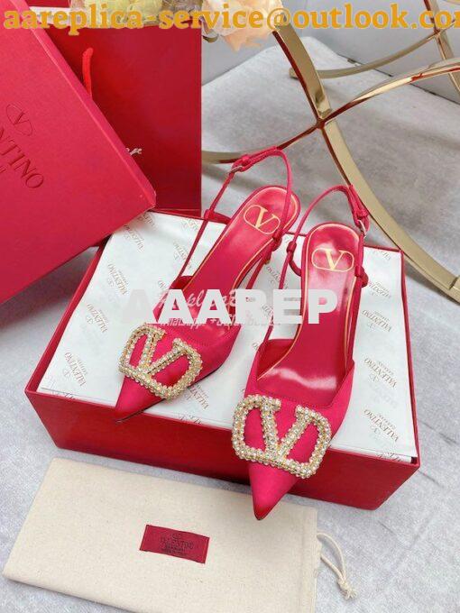 Replica Valentino Vlogo Signature Satin Slingback Pumps 80mm ii 9