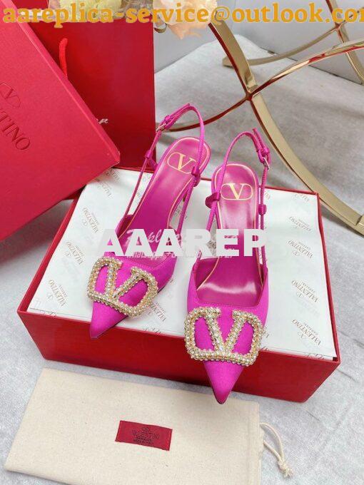 Replica Valentino Vlogo Signature Satin Slingback Pumps 80mm ii 16