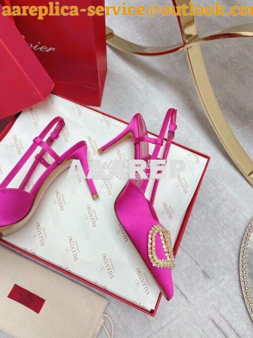 Replica Valentino Vlogo Signature Satin Slingback Pumps 80mm ii 21