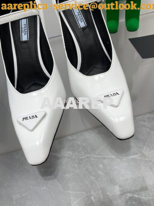 Replica Prada Brushed leather slingback pumps 95mm 1I982M 8